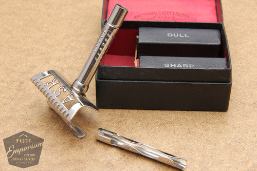 Ever-Ready American Safety Razor Co. 1912 Style Single Edge Safety Razor w/ Black Leather Box