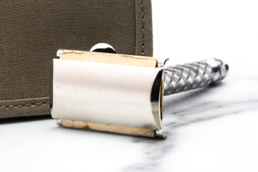 1980's Gillette British Armed Forces Falkland War Spiral Tech Double Edge Safety Razor Set | Original Condition