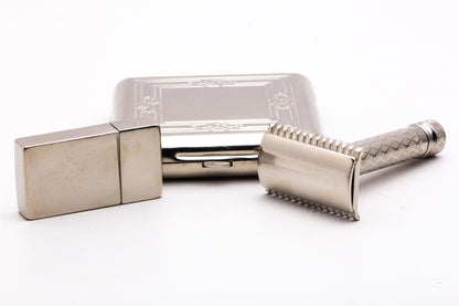 1920s Gillette New Improved Tuckaway Safety Razor Set  | Factory Nickel Revamp