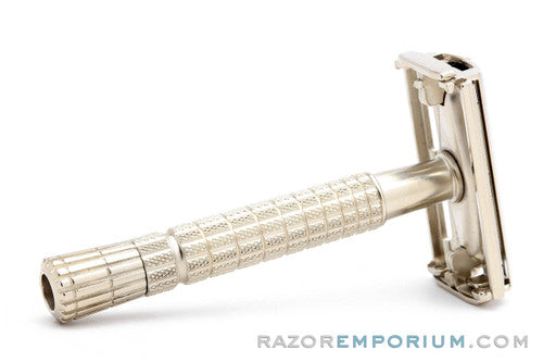 1955 A4 Gillette Flair Tip DE Super Speed Safety Razor | Factory Nickel Revamp