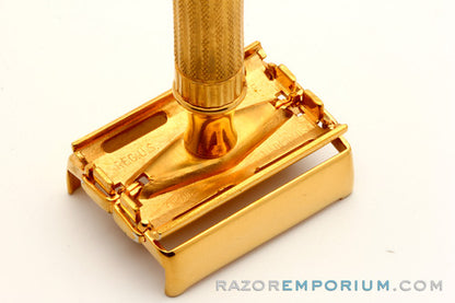 1941 Gillette Gold Regent Tech w/ Leather Case & Original Blade Bank