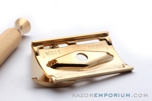 1964 Gillette Gold Ball End Tech Razor w/ Electro Etched Logo Cap J1