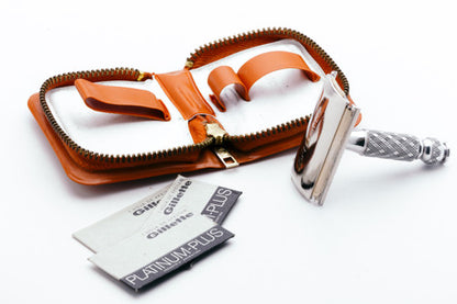 1973 Gillette Travel Tech Safety Razor Leather Case