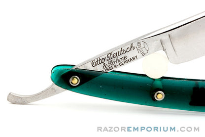 5/8" Otto Deutsch Sohne  Original Translucent Green Scales Straight Razor | Solingen, Germany