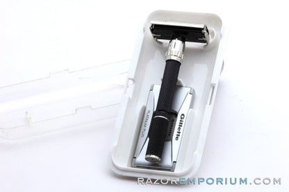 1980 Gillette Super Adjustable "Black Beauty" DE Safety Razor Set A1
