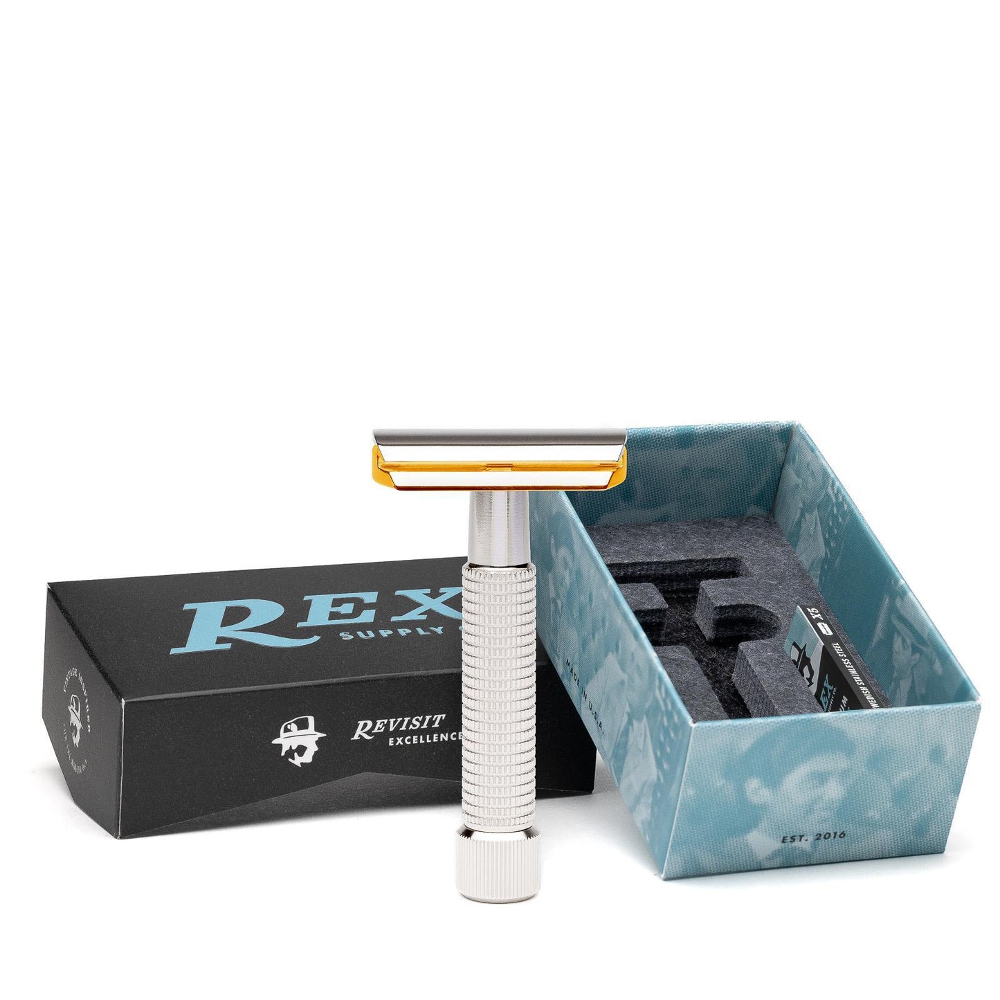 Rex Supply Co. | Envoy Three Piece Stainless Steel Double Edge Safety Razor