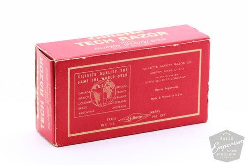 Gillette 1965 Red Cross Ball End Tech Safety Razor Set