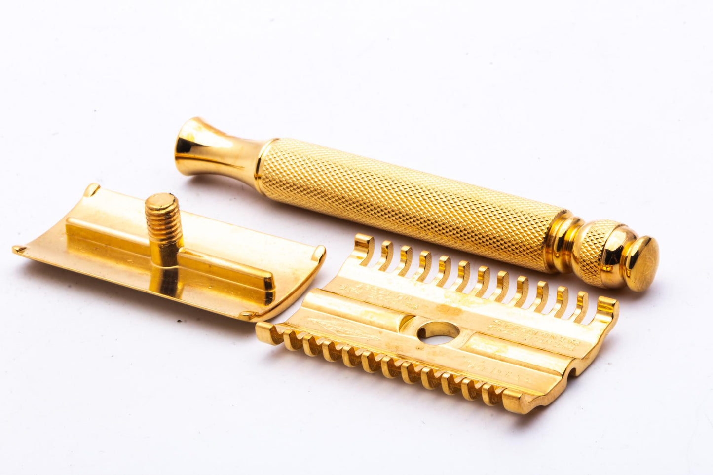 1930's Gillette NEW Long Comb Ball End Double Edge Safety Razor Set  | 24k Gold Revamp