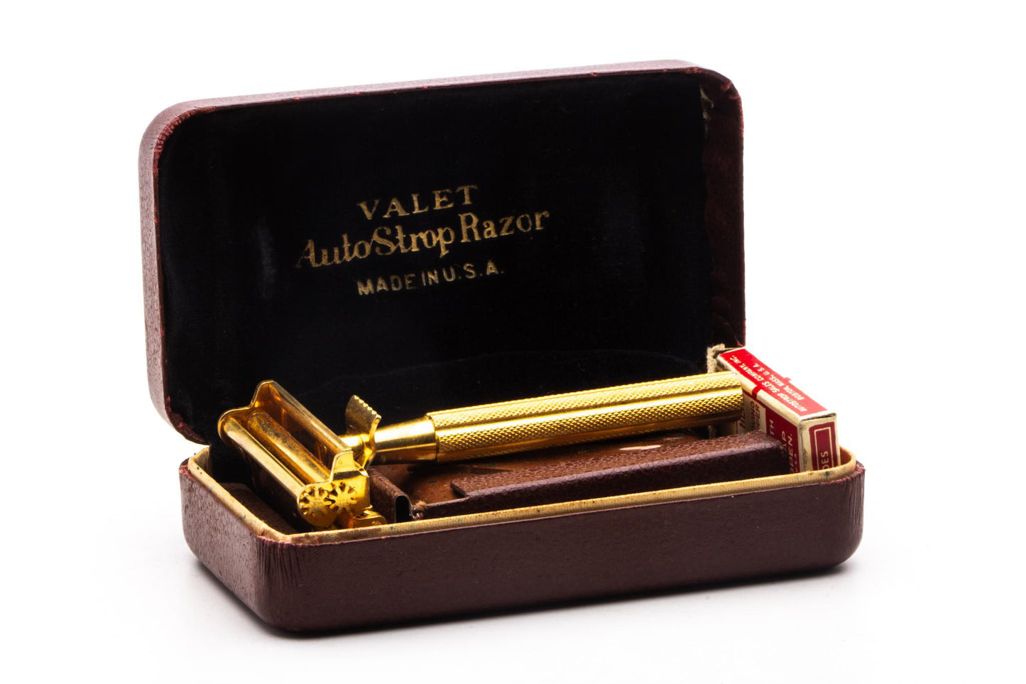 1930's Valet Auto-Strop Razor Set With Red Leather Case  | Original Condition