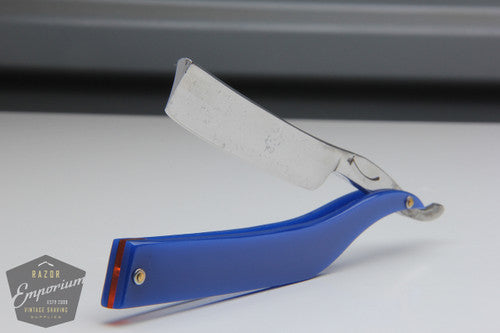 5/8" George Wostenholm & Sons Pipe Straight Razor w/ Blue Acrylic Scales Hollow | Sheffield, England