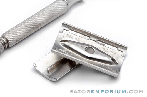 1963 Gillette Ball End Tech DE Safety Razor Factory Nickel