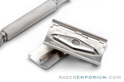 1963 Gillette Ball End Tech DE Safety Razor Factory Nickel