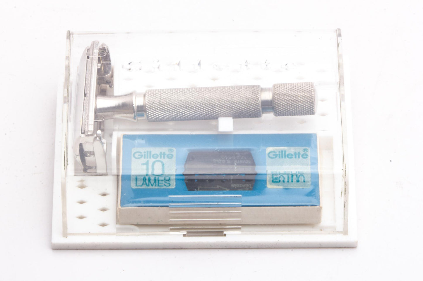 1950's Gillette French Monobloc Double Edge Safety Razor Set | Original Condition