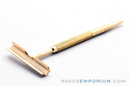 1980's Gillette Trac II Metal Gold Handle Razor Set