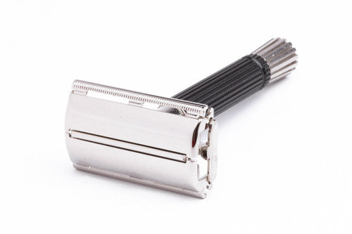 1972 S4 Gillette Black Handle Double Edge Super Speed Safety Razor | Factory Nickel Revamp