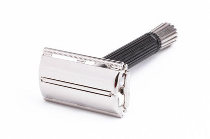 1972 S4 Gillette Black Handle Double Edge Super Speed Safety Razor | Factory Nickel Revamp