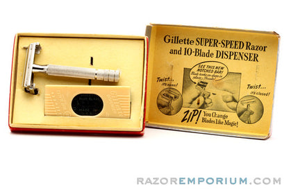 1940's Gillette Super Speed One-Piece Double Edge Razor in Case