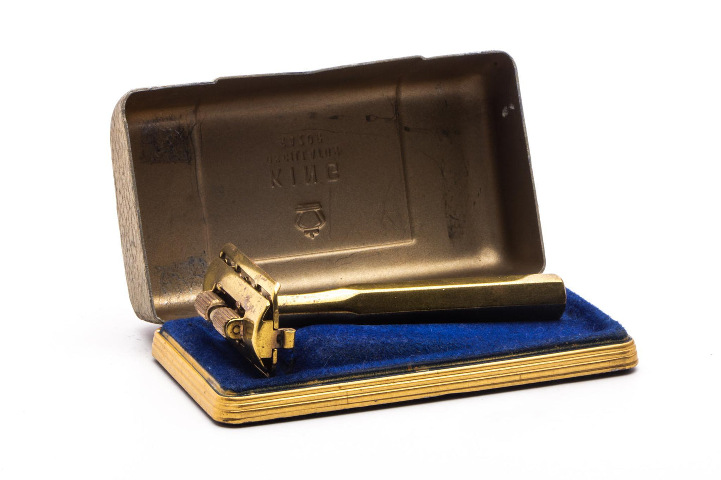 1930s King Oscillator Gold Double Edge Safety Razor Set | Original Condition