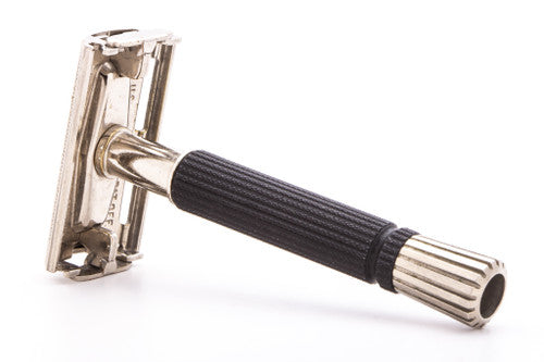 1971 R3 Gillette Black Handle Super Speed Safety Razor | Factory Nickel Revamp