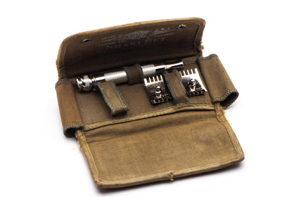 1918 Gillette Ball End Old Type Three Peice Khaki Service Double Edge Razor Set | US Army