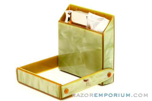 1921 Gillette Silver New Improved Style Travel (DE) Safety Razor Set w/ Blade Bank & Case | Made in England