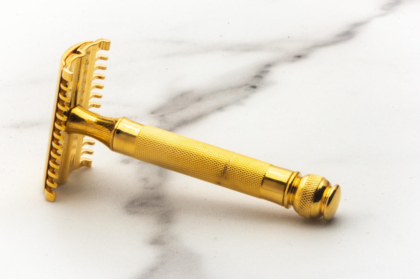 1930's Gillette NEW Ball End Long Comb Double Edge Safety Razor Set | 24K Gold Revamp