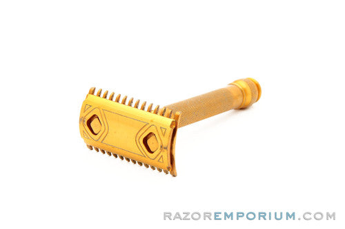 1930's Gillette Goodwill Ball End Gold DE Safety Razor Made in Canada w/ Box and Blades