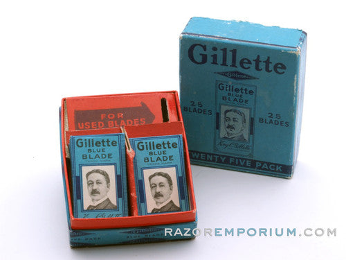 Gillette Blue Double Edge DE (10) New Old Stock Razor Blades w/ Box