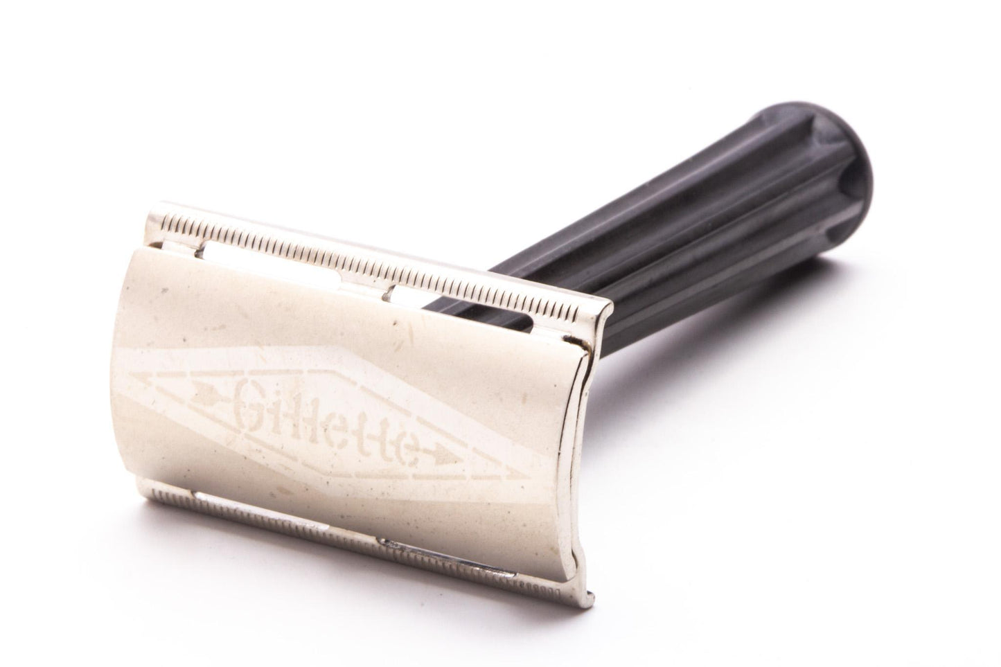 1951 W1 Gillette Black Handle Tech DE Safety Razor | Original Condition