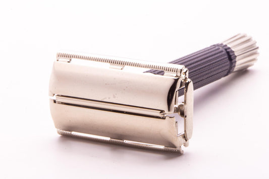1975 V2 Gillette Black Handle Super Speed Double Edge Safety Razor | Factory Nickel Revamp