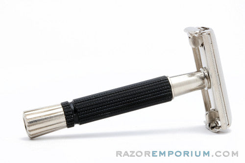1978 Gillette Black Handle Super Speed DE Safety Razor - Nickel Revamp