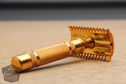 Gillette 1930's Gold NEW Long Comb Double Edge Safety Razor