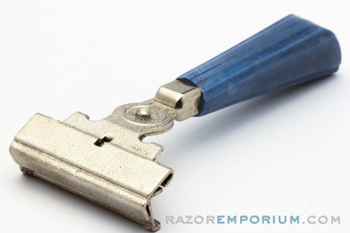 1950's Schick Eversharp Silver Injector Razor Blue Bakelite Handle