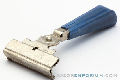 1950's Schick Eversharp Silver Injector Razor Blue Bakelite Handle