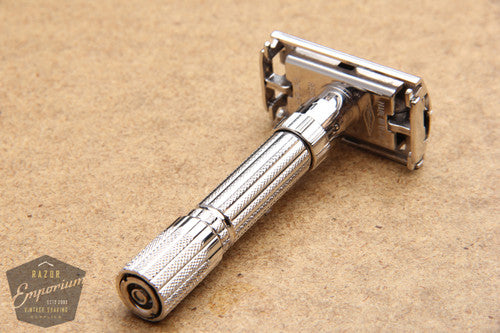 Gillette 1959 Fatboy Adjustable TTO Safety Razor E4 **  Rhodium REVAMPED