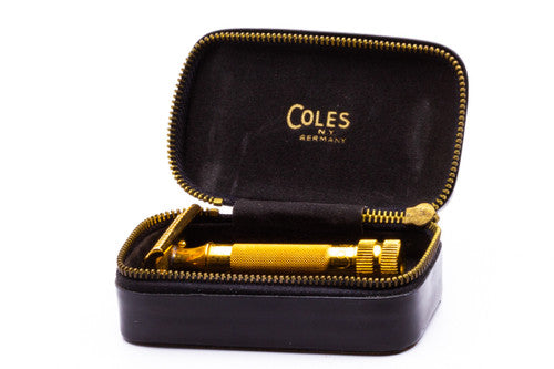 1960's Coles Gold Slant Double Edge Safety Razor Set
