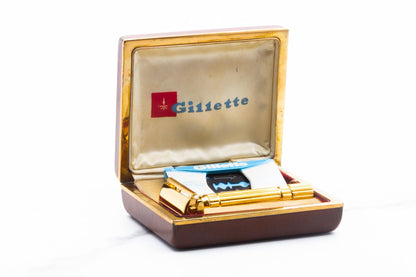 1956 B1 Gillette President Double Edge Safety Razor Set | 24K Gold Revamp