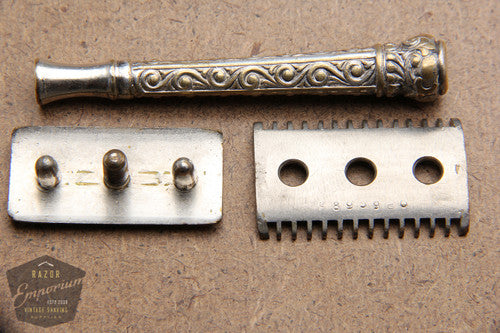 Gillette 1918 Basketweave Pocket Edition - Old Type Spiral (DE) Razor Travel Set
