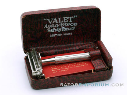 Valet Auto-Strop Razor Set w/ Maroon Leather Case & Box