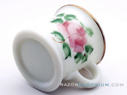 Pink Flower White Shave Mug