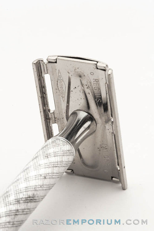1969 O1 Gillette Spiral Handle Ball End Tech Safety Razor Factory Nickel Revamp