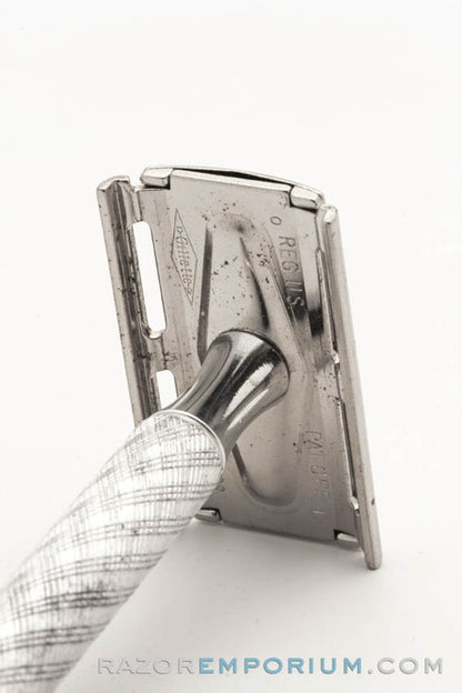 1969 O1 Gillette Spiral Handle Ball End Tech Safety Razor Factory Nickel Revamp