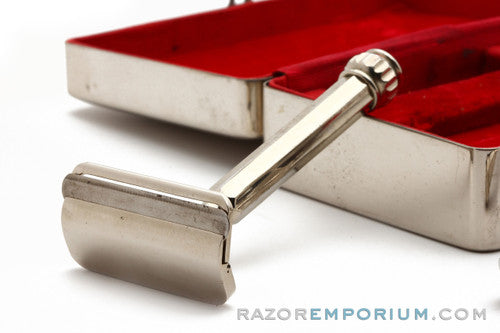 1920's Leslie Standard Safety Razor with Spiral Stropper Set
