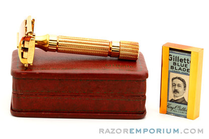 1940's Aristocrat DE Safety Razor w/ Leather Case Blade Bank & Blades