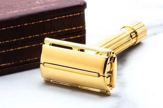 1944-46 Gillette Aristocrat Double Edge Safety Razor Set | 24K Gold Revamp