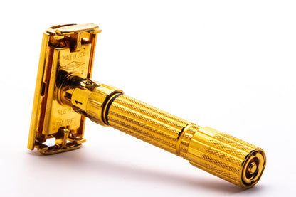 1959 E2 Gillette Fatboy Adjustable TTO Double Edge Safety Razor | 24K Gold Revamp