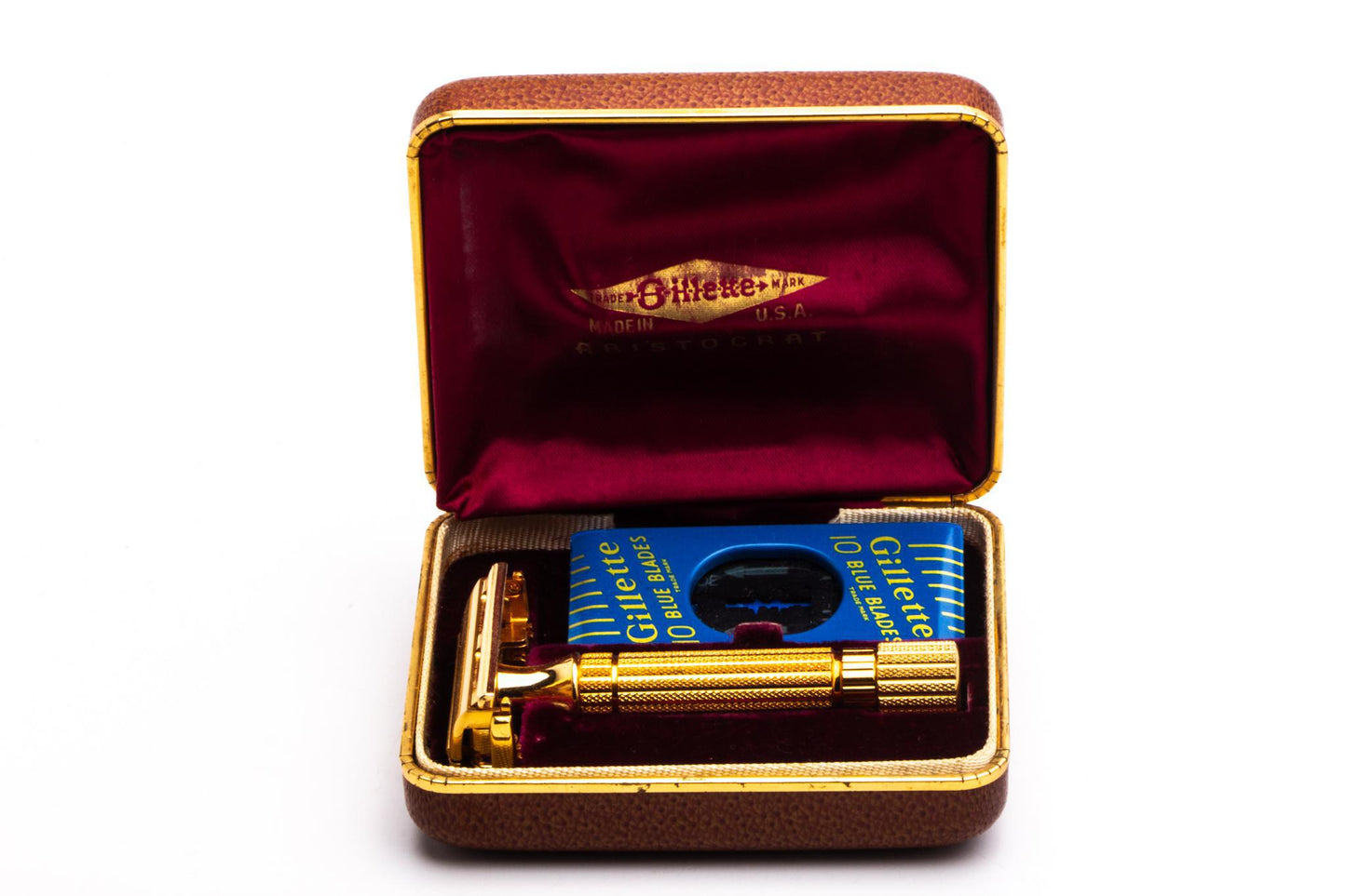 1948-50 Gillette Gold Aristocrat Double Edge Safety Razor Set| 24k Gold Revamp