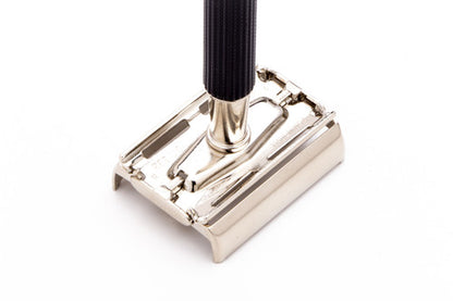 1974 U4 Gillette Black Handle Super Speed Safety Razor  |  Factory Nickel Revamp
