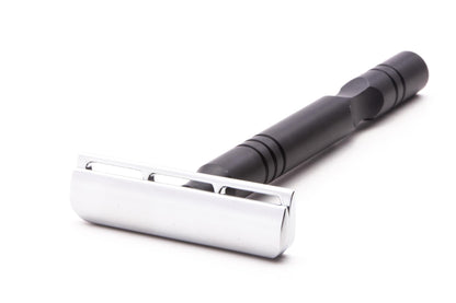 DLC-YAQI | Black & Chrome Single Edge Razor with Aluminum Handle