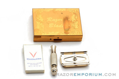 1965 Gillette Tech Travel DE Safety Razor K2 Mint Travel Set